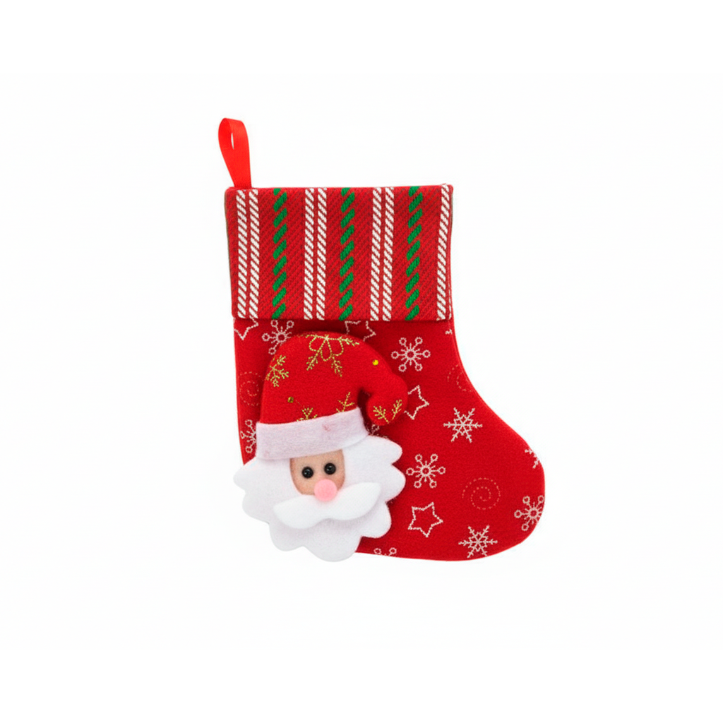 Adorno navideño bota colgar santa 12x15cm rojo