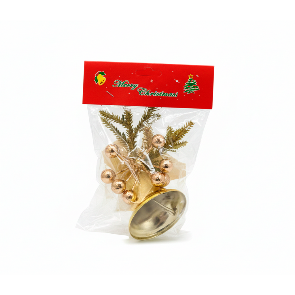 Adorno navideño campana colgar 11x16cm dorado