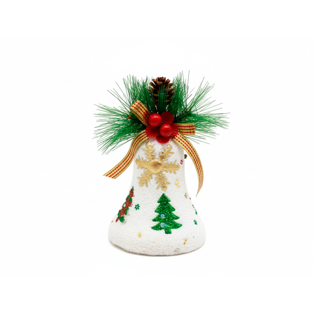 Adorno navideño campana colgar 12x8cm 22013 blanco