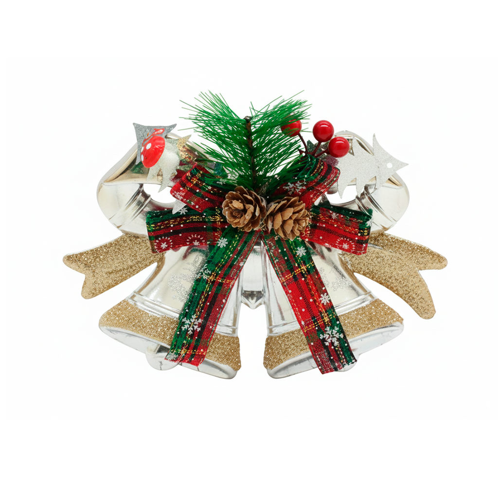 Adorno navideño campana colgar 20x16.5cm plateado