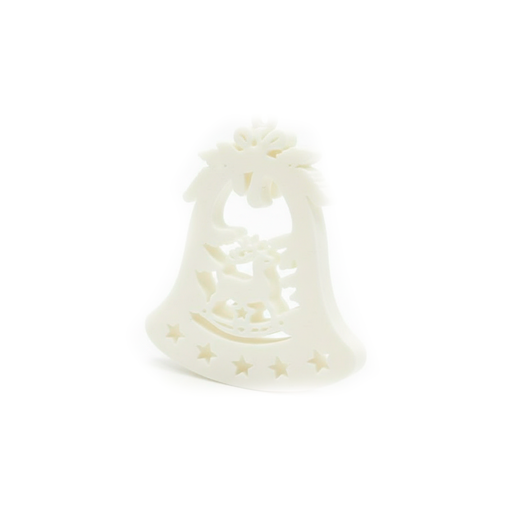 Adorno navideño campana colgar 3pc 10x11cm blanco