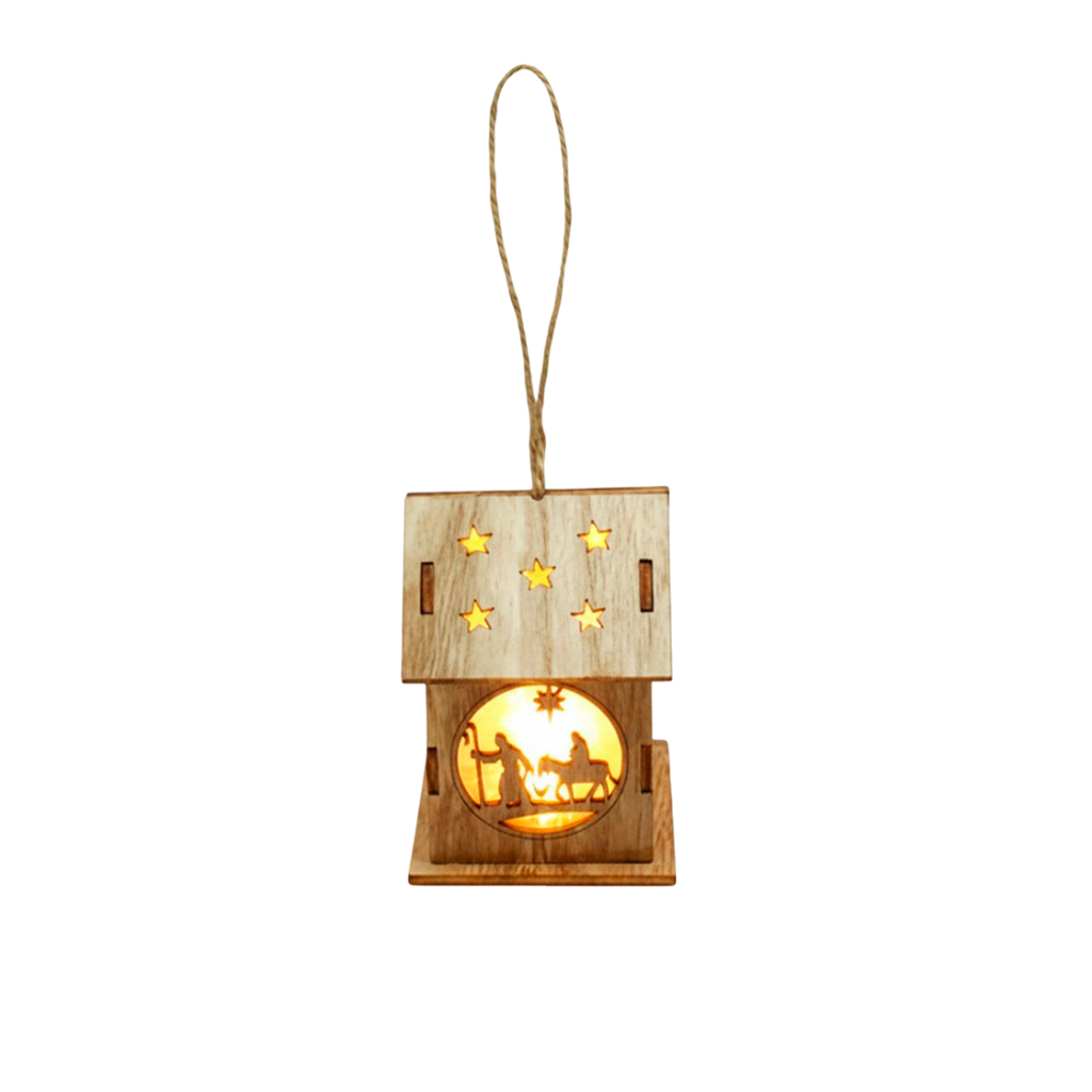 Adorno navideño casa colgar con luz 7x9cm varios diseños