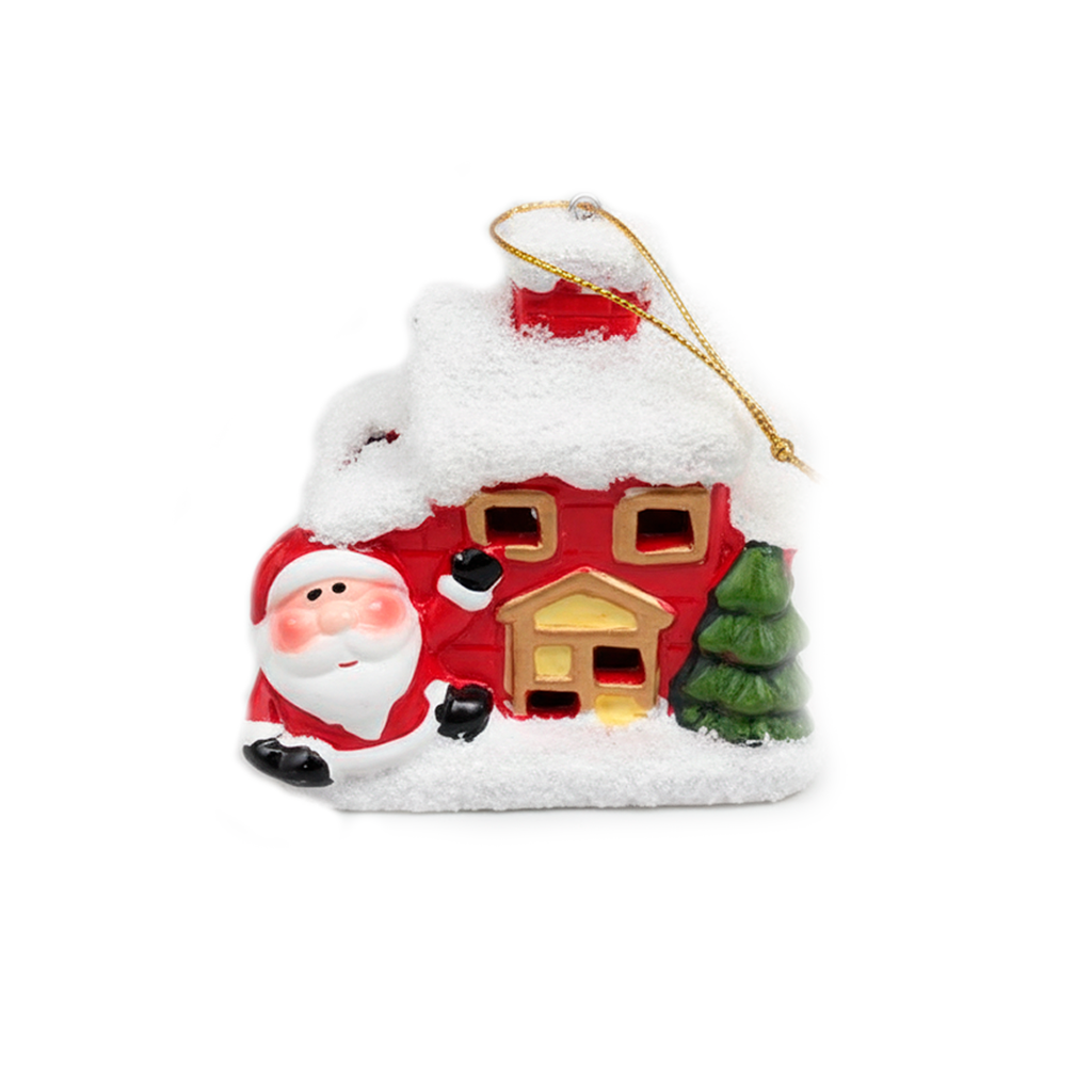 Adorno navideño casa colgar con luz 8.5x8.5cm varios diseños