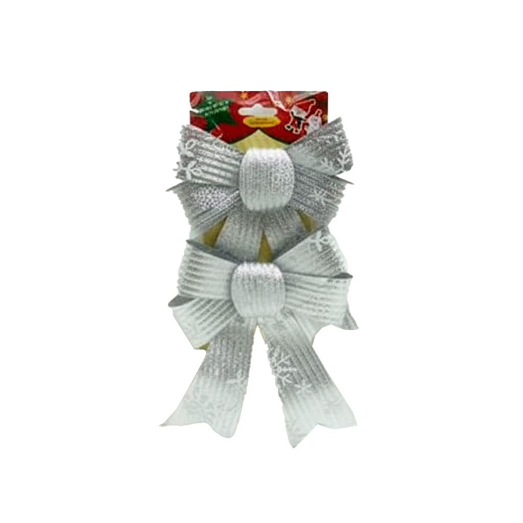 Adorno navideño chongo colgar 2pc 14x19cm plateado