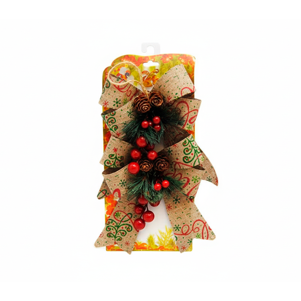 Adorno navideño chongo colgar 2pc 14x20cm beige
