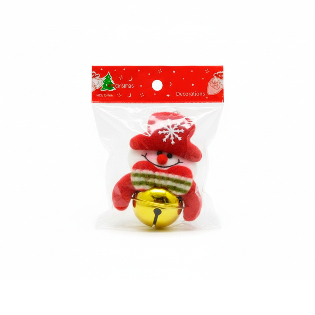 Adorno navideño colgar cascabel forma frosty 7x10cm