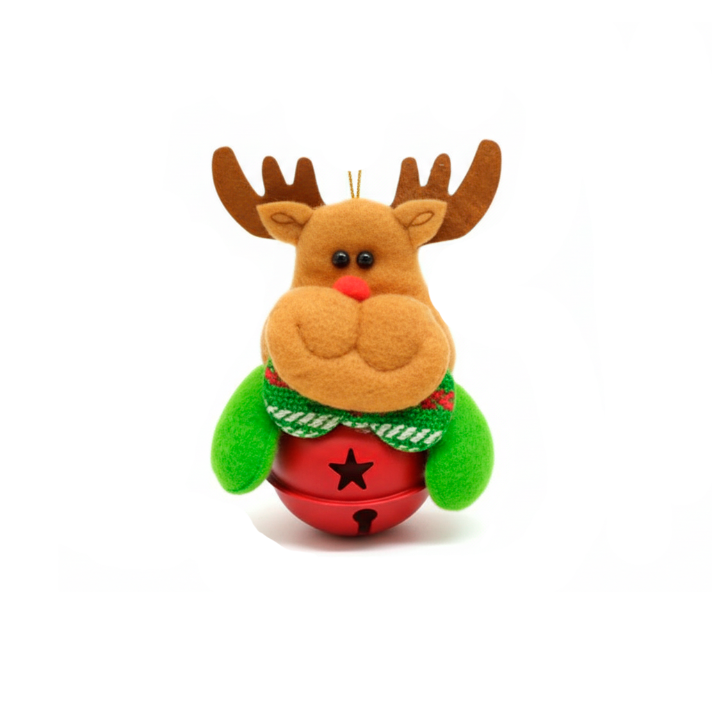 Adorno navideño colgar cascabel forma reno 7x10cm