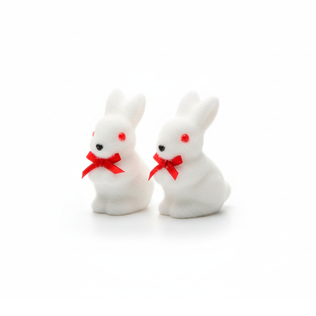 Adorno navideño conejo colgar 2pc 10x7cm blanco