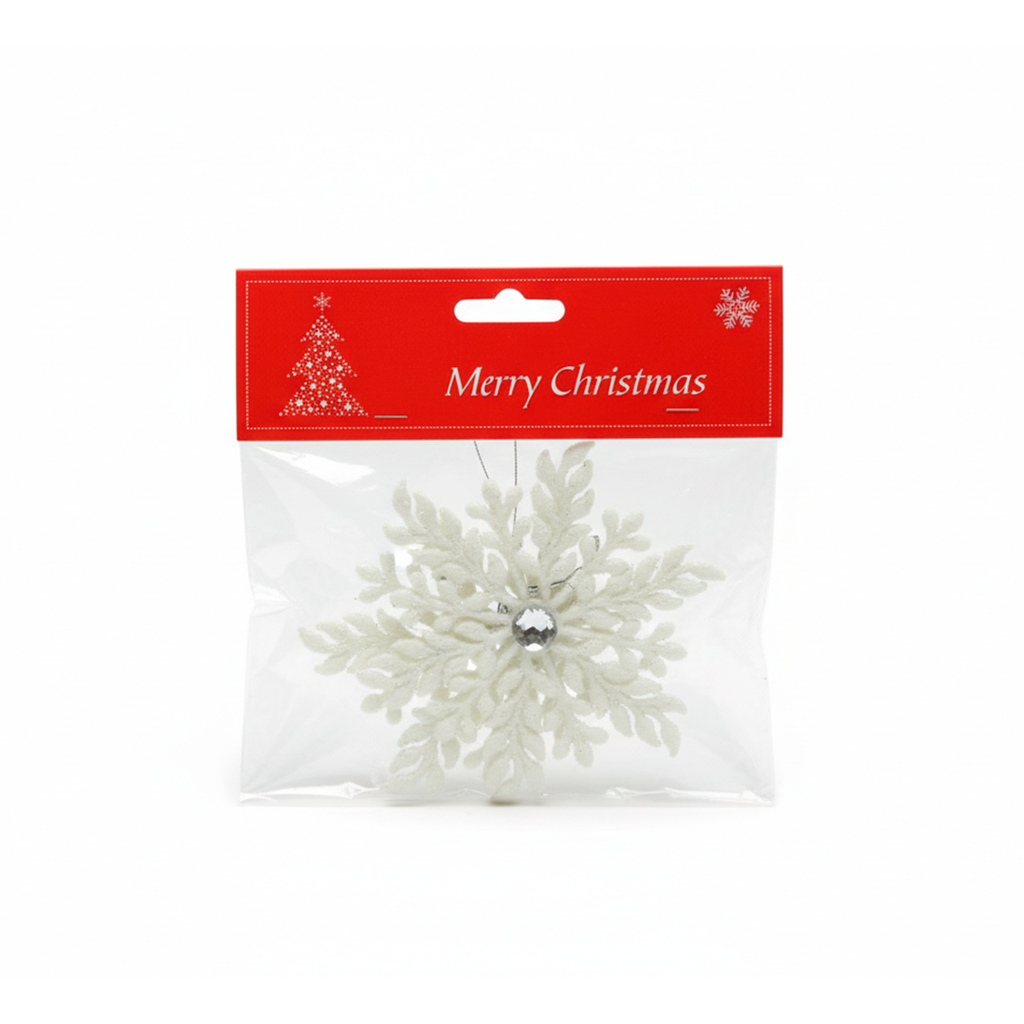 Adorno navideño copo nievieve colgar 2pc 11.5cm blanco
