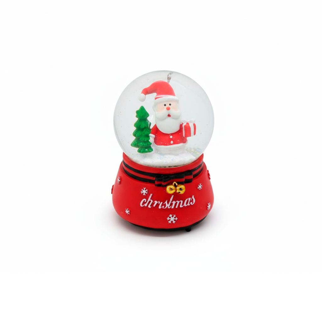 Adorno navideño esfera cristal santa con sonido 15cm