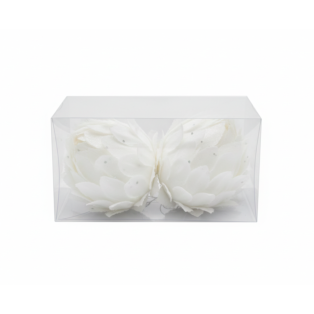 Adorno navideño flor/pluma 2pc 10cm 2115 blanco