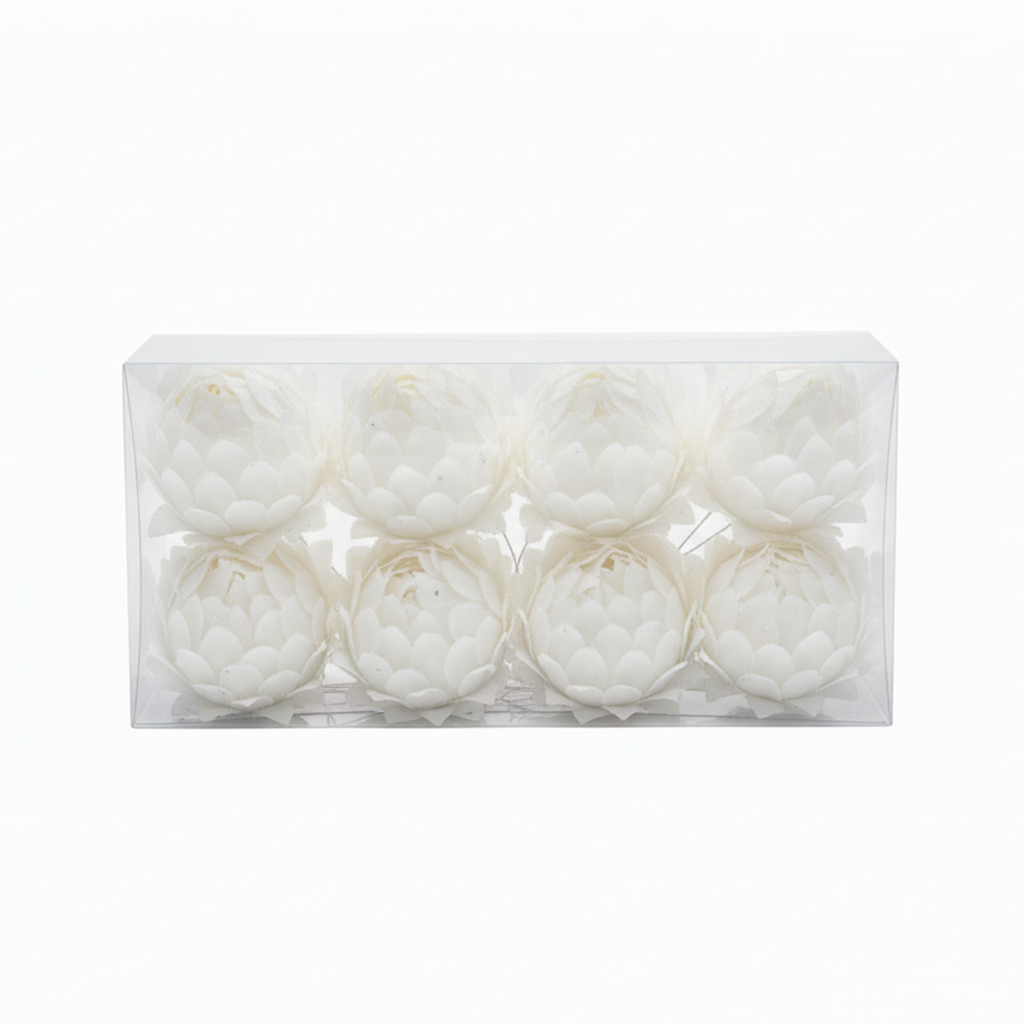 Adorno navideño flor/pluma 6pc 6cm 2128 blanco