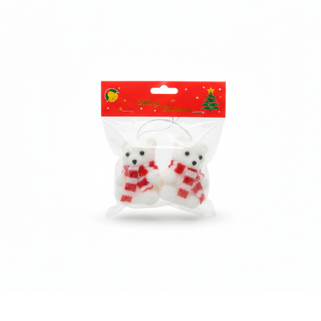 Adorno navideño oso polar colgar 2pc 15x8cm blanco