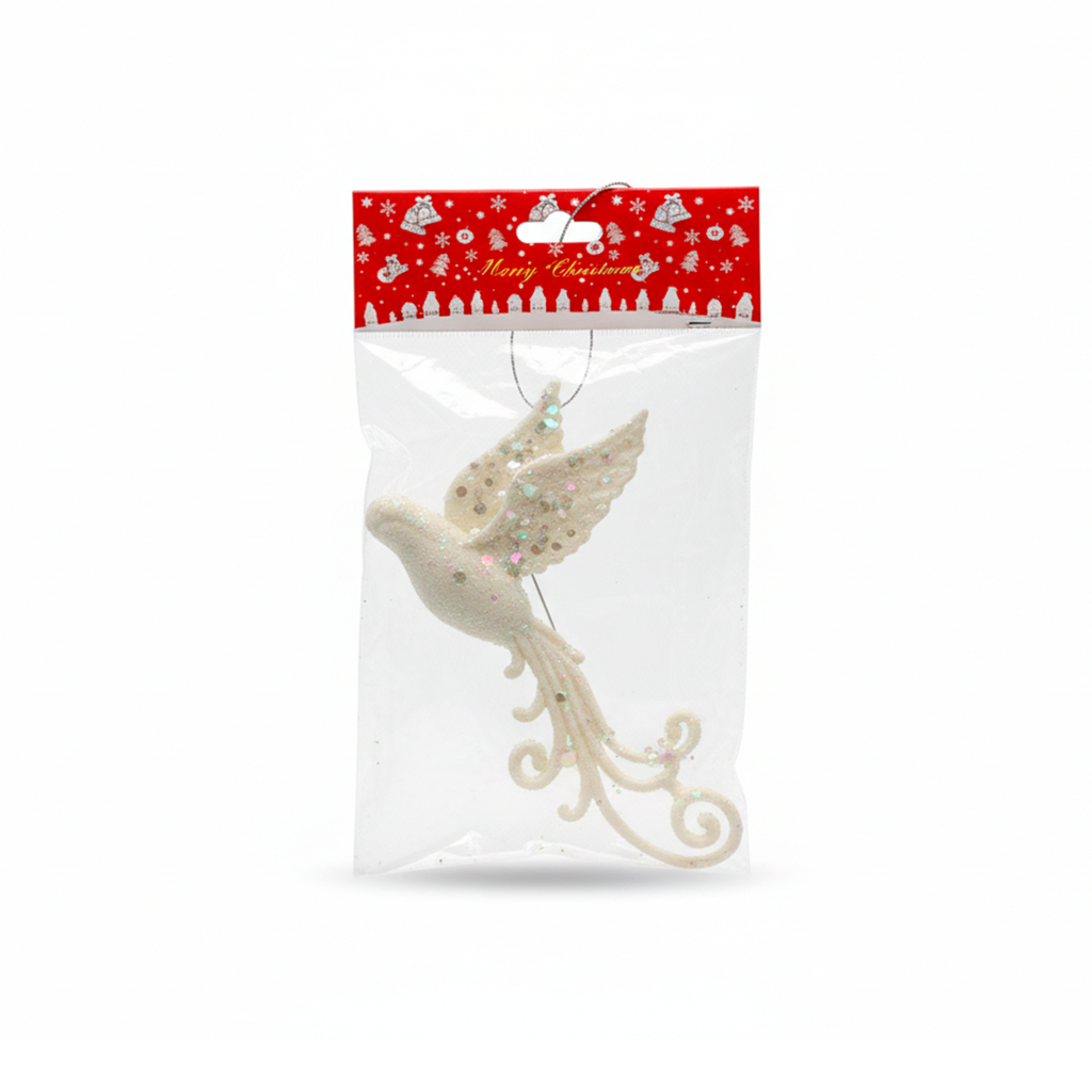 Adorno navideño pajaro 15.5x9cm 2202-0009 blanco