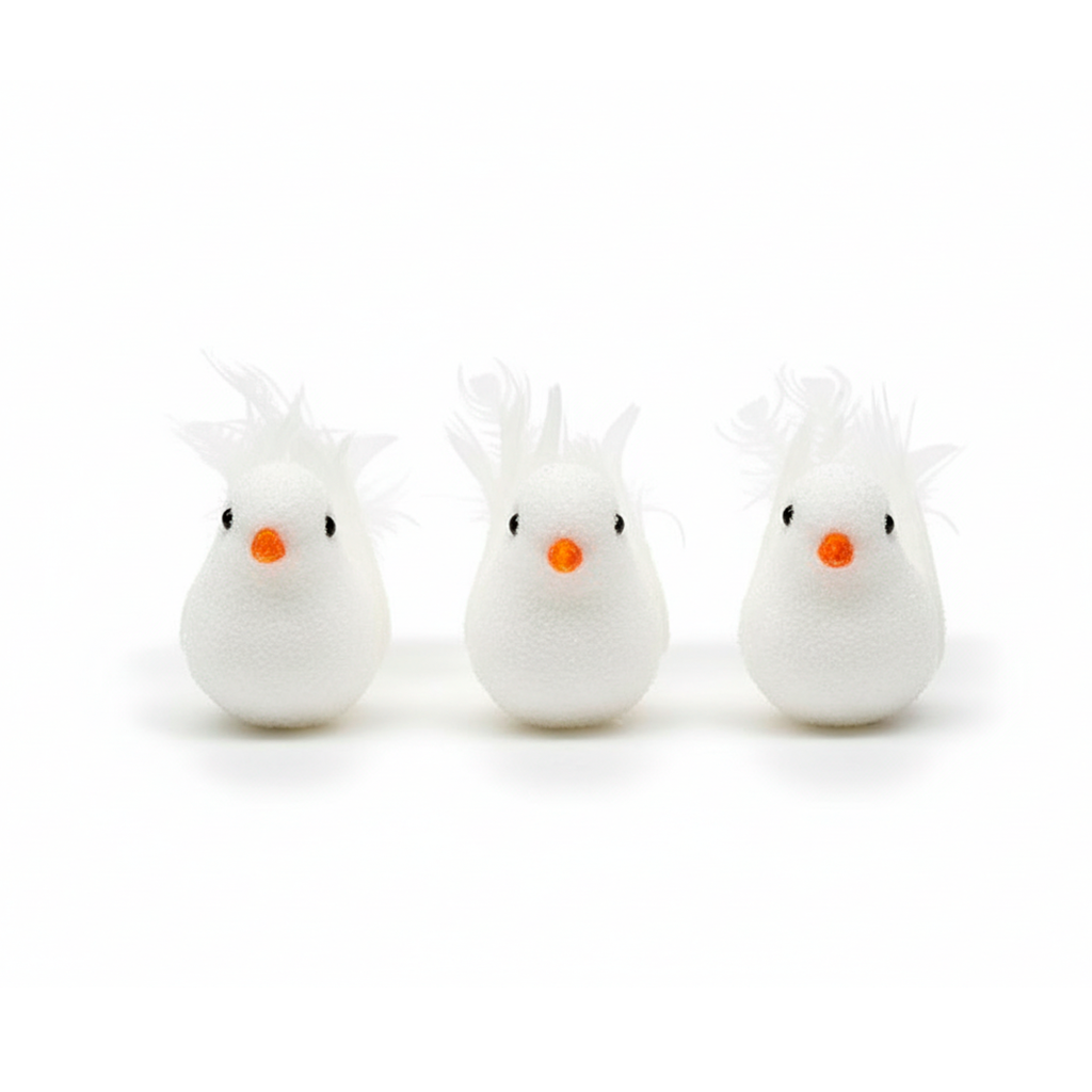 Adorno navideño pajaro 3pc 9x4cm 1122033 blanco