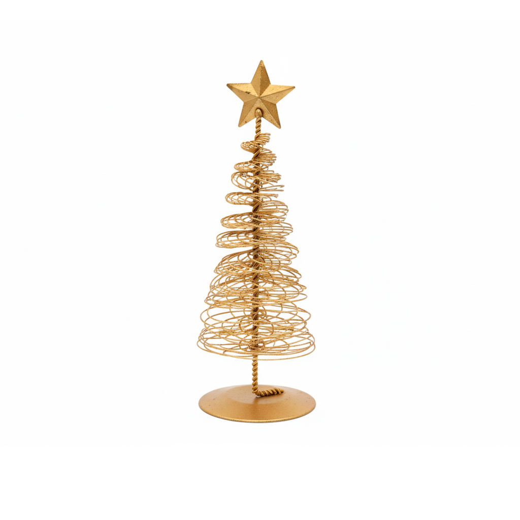 Adorno navideño pino 6x20cm de metal dorado