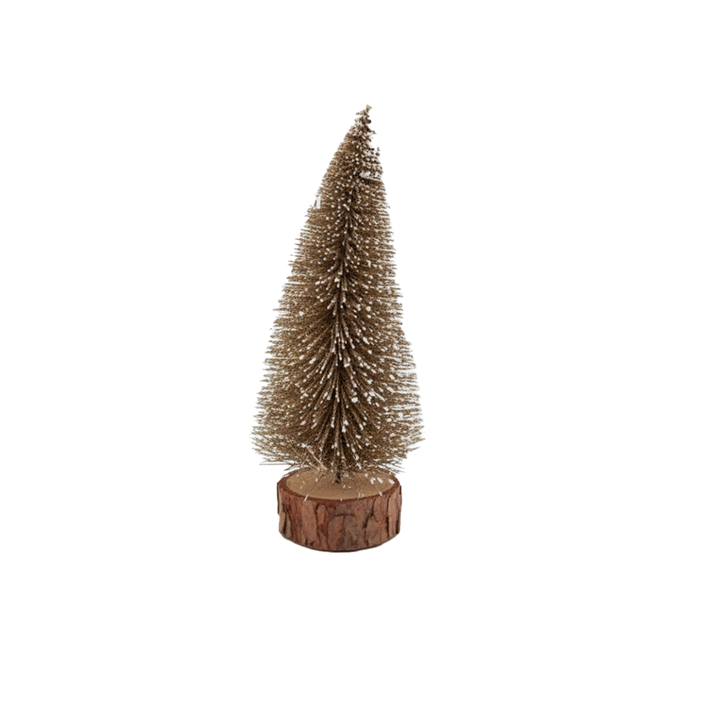 Adorno navideño pino con nieve 15cm dorado
