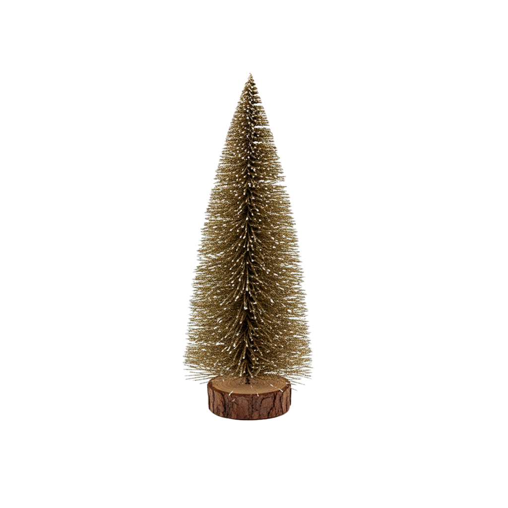 Adorno navideño pino con nieve  25cm dorado