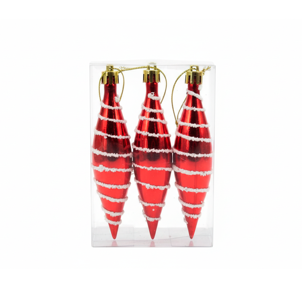 Adorno navideño tempano 6pc 12.6x8.5xcm rojo/blanco