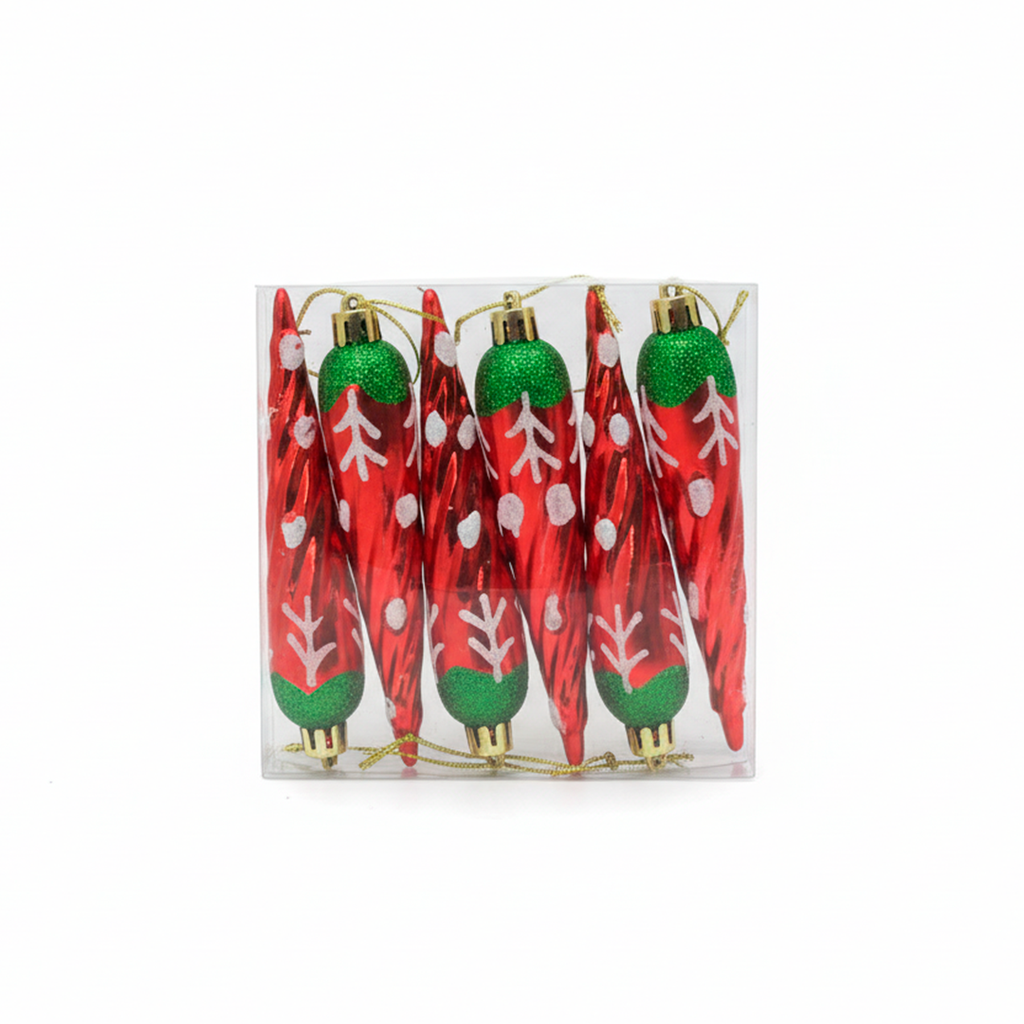 Adorno navideño tempano 6pc 13.7x10.8x2.8cm rojo