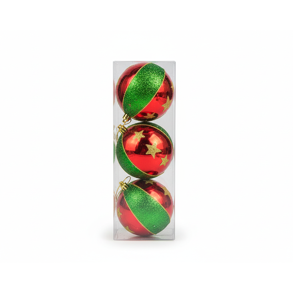 Bola navideña 10cm 3pc 2-120079798 rojo/verde/dorado