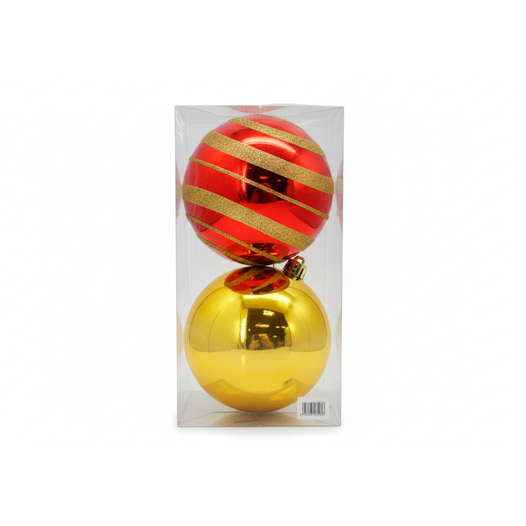 Bola navideña 15cm 2pc 2-1200751314 dorado/rojo