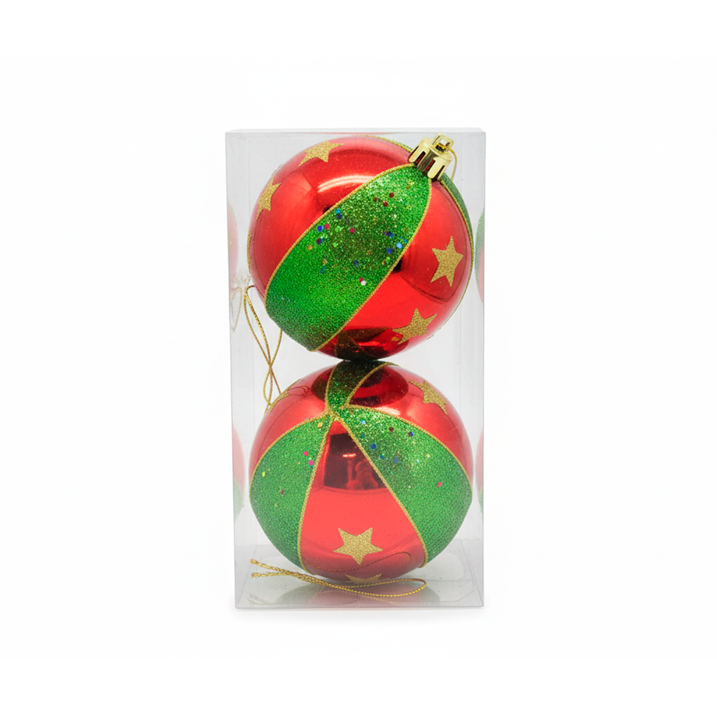 Bola navideña 15cm 2pc 2-120079800 rojo/verde/dorado