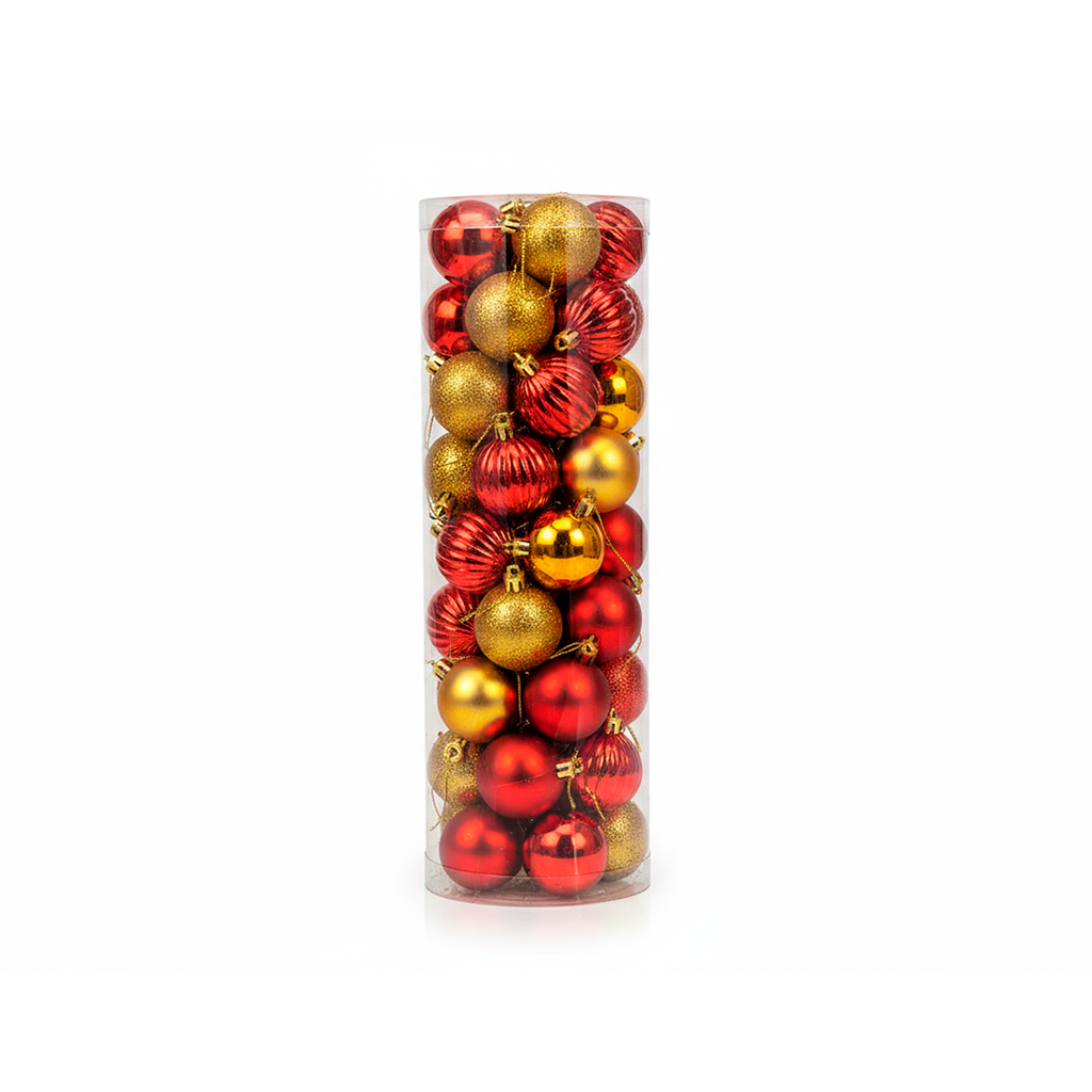 Bola navideña 5cm 45pc rojojo/dorado