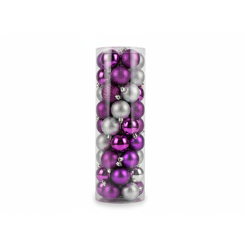 Bola navideña 5cm 45pc syb15-43 morado plateado brillante escarchado mate