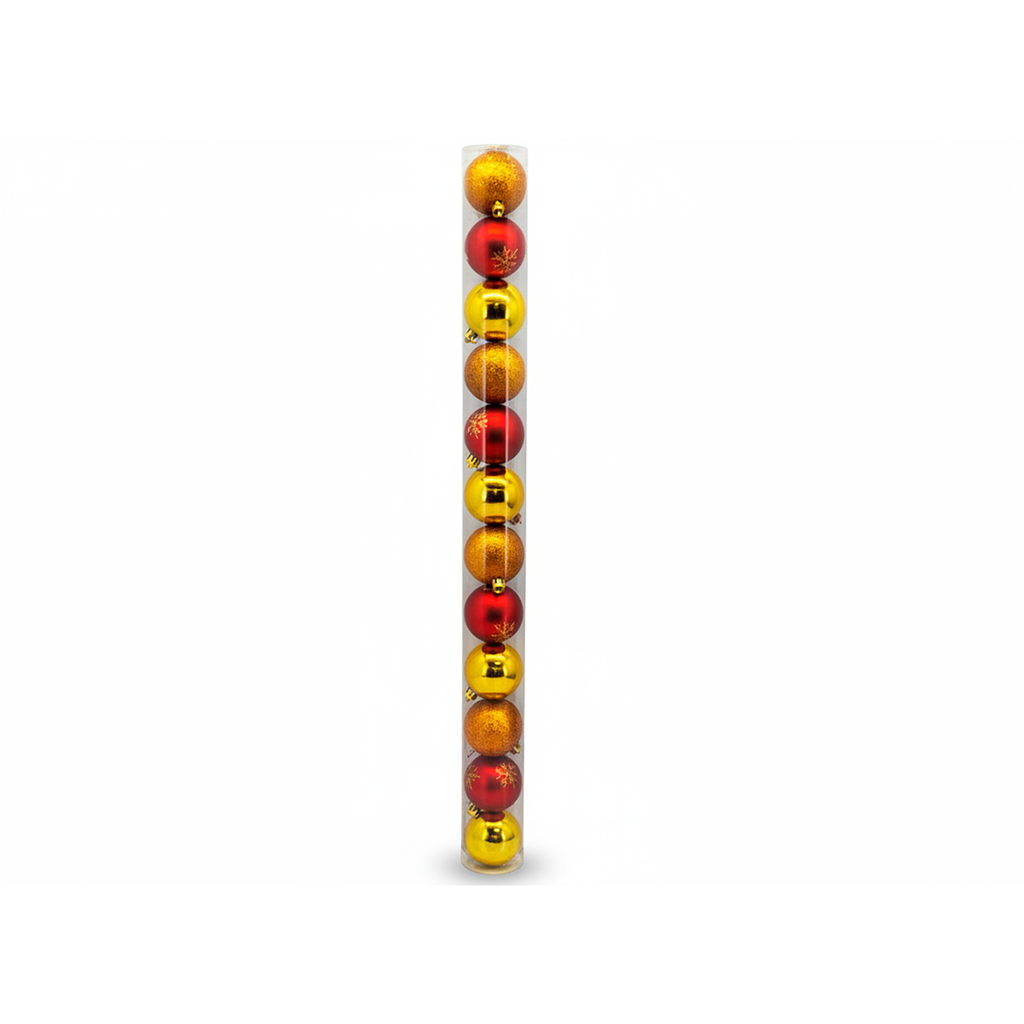 Bola navideña 6cm 12pc rojo/dorado brillante escarchado mate