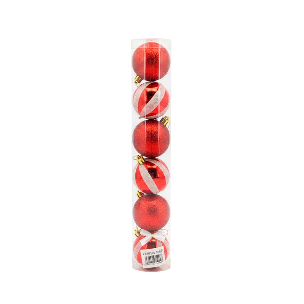 Bola navideña 6cm 6pc sy16cba-36 rojo/blanco decorado