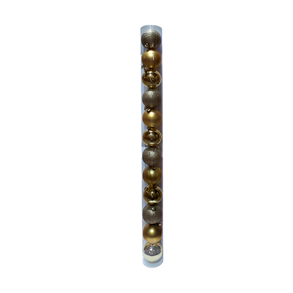 Bola navideña 7cm 12pc dorad brillante escarchado mate sycb20-09