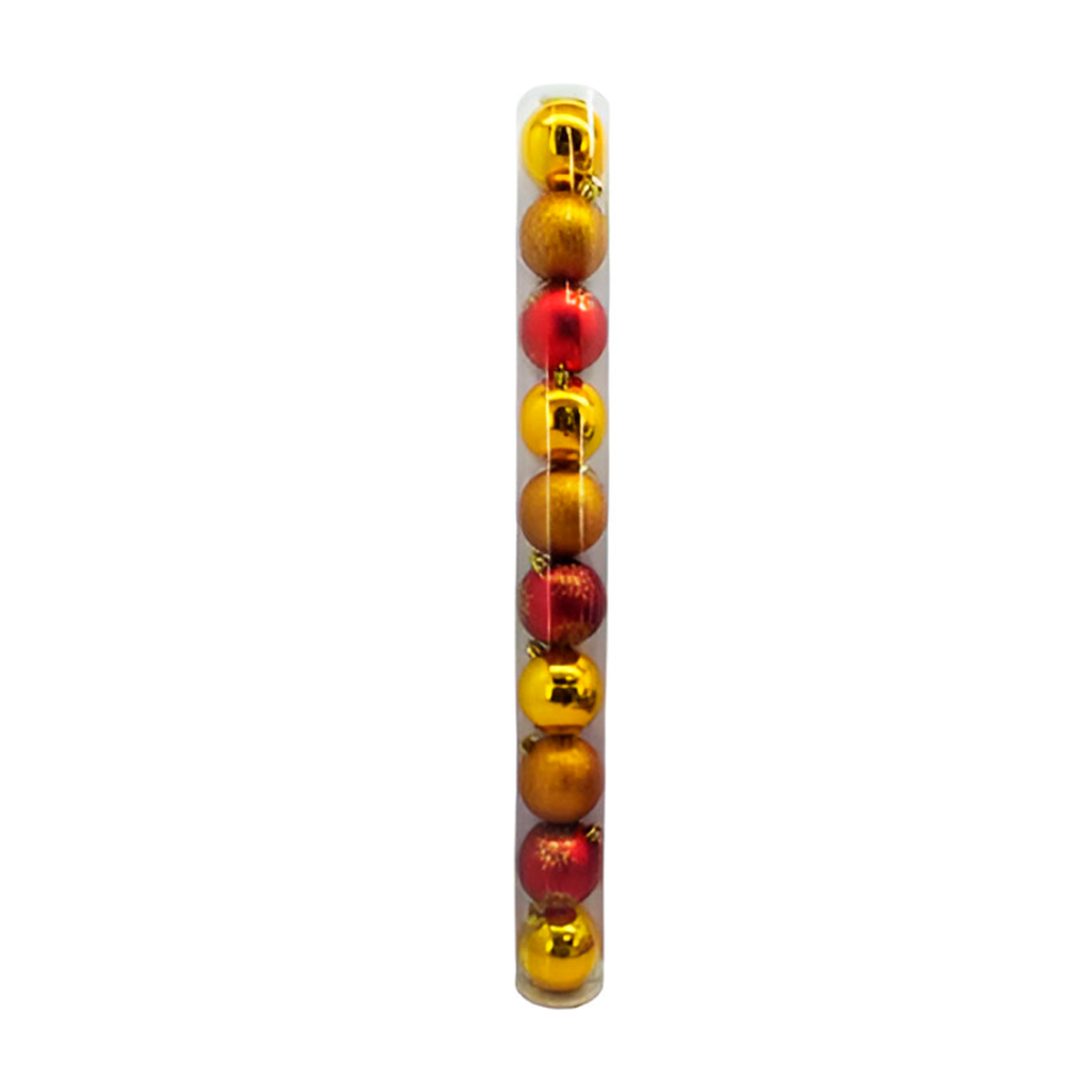 Bola navideña 7cm 12pc rojo/dorado brillante escarchado