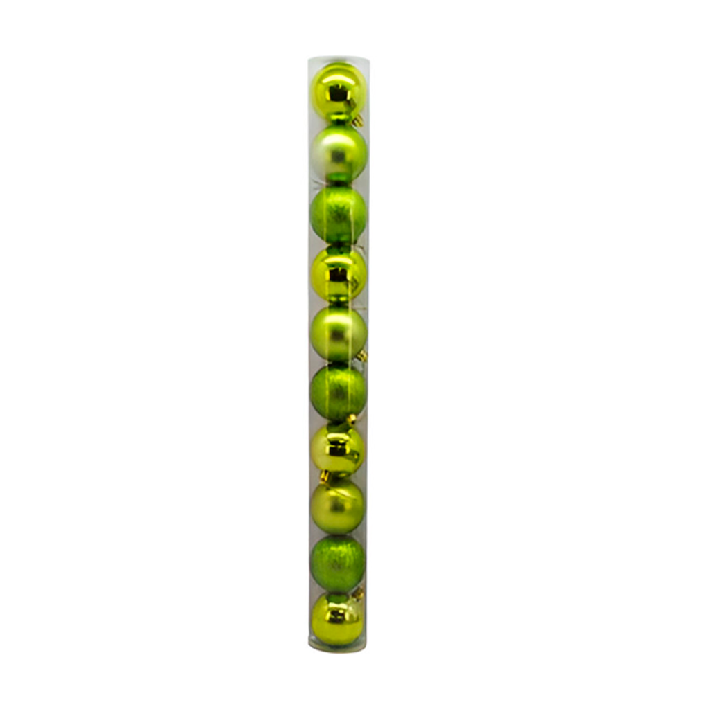 Bola navideña 7cm 12pc verde claro brillante escarchado mate