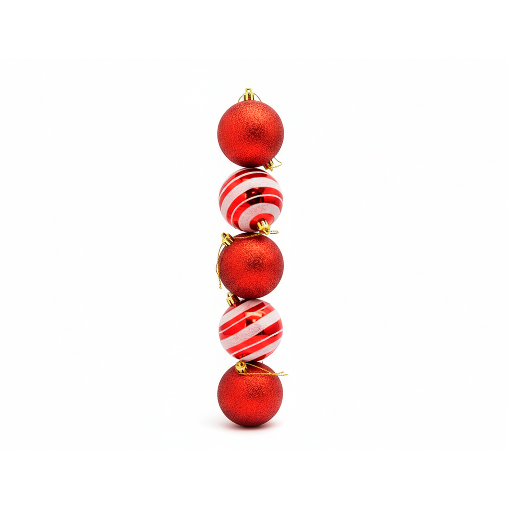 Bola navideña 7cm 5pc syb15-36 rojo escarchado brillante