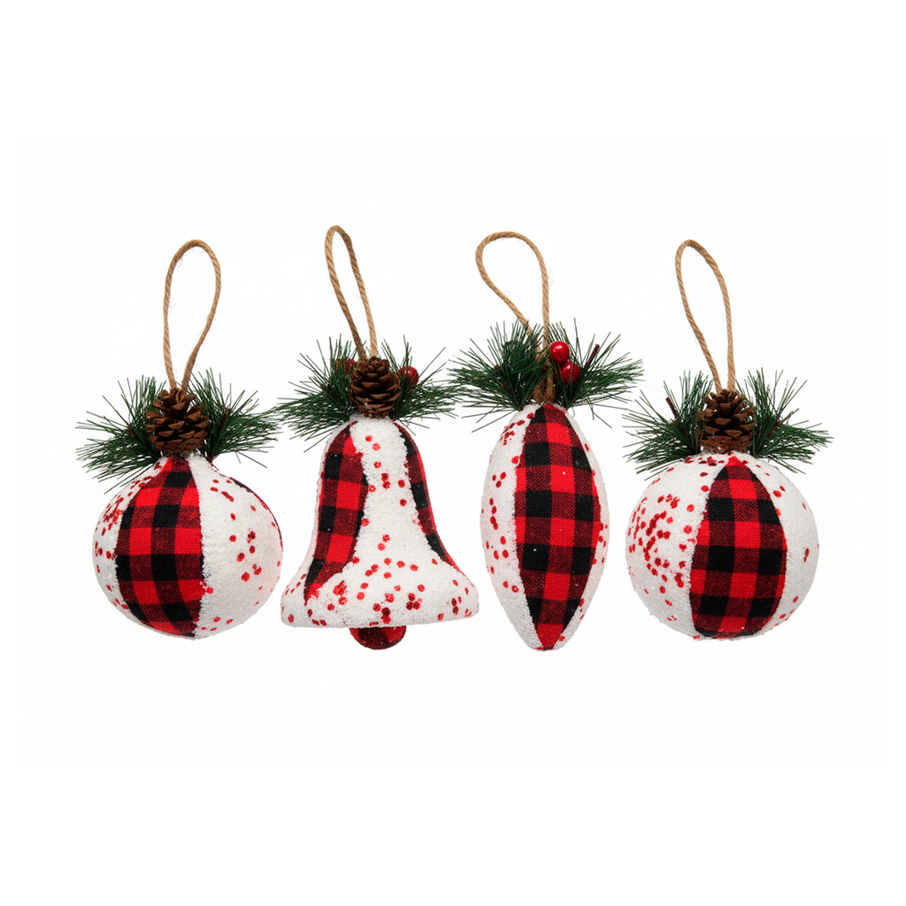 Bola navideña 8-10cm 4pc 4245 blanco/rojo
