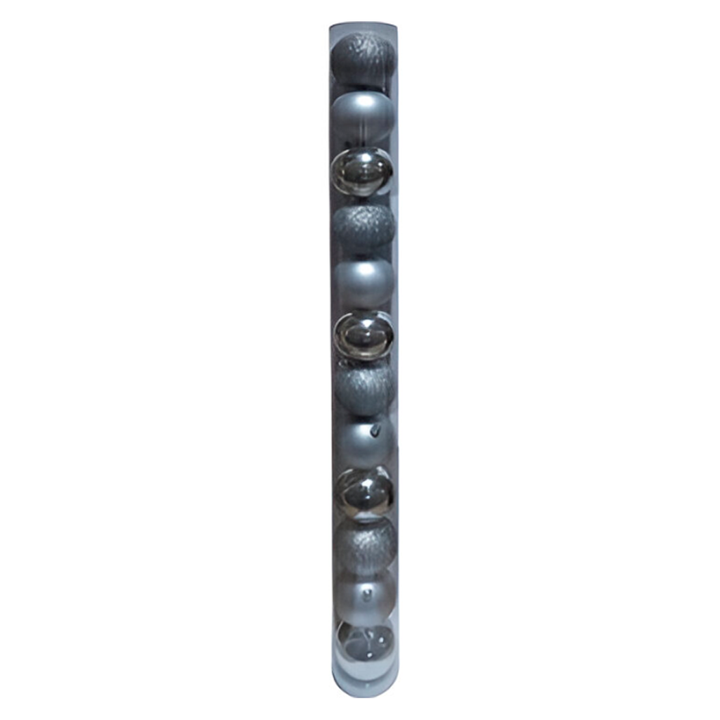 Bola navideña 8cm 12pc plateado brillante escarchado mate sycb20-17