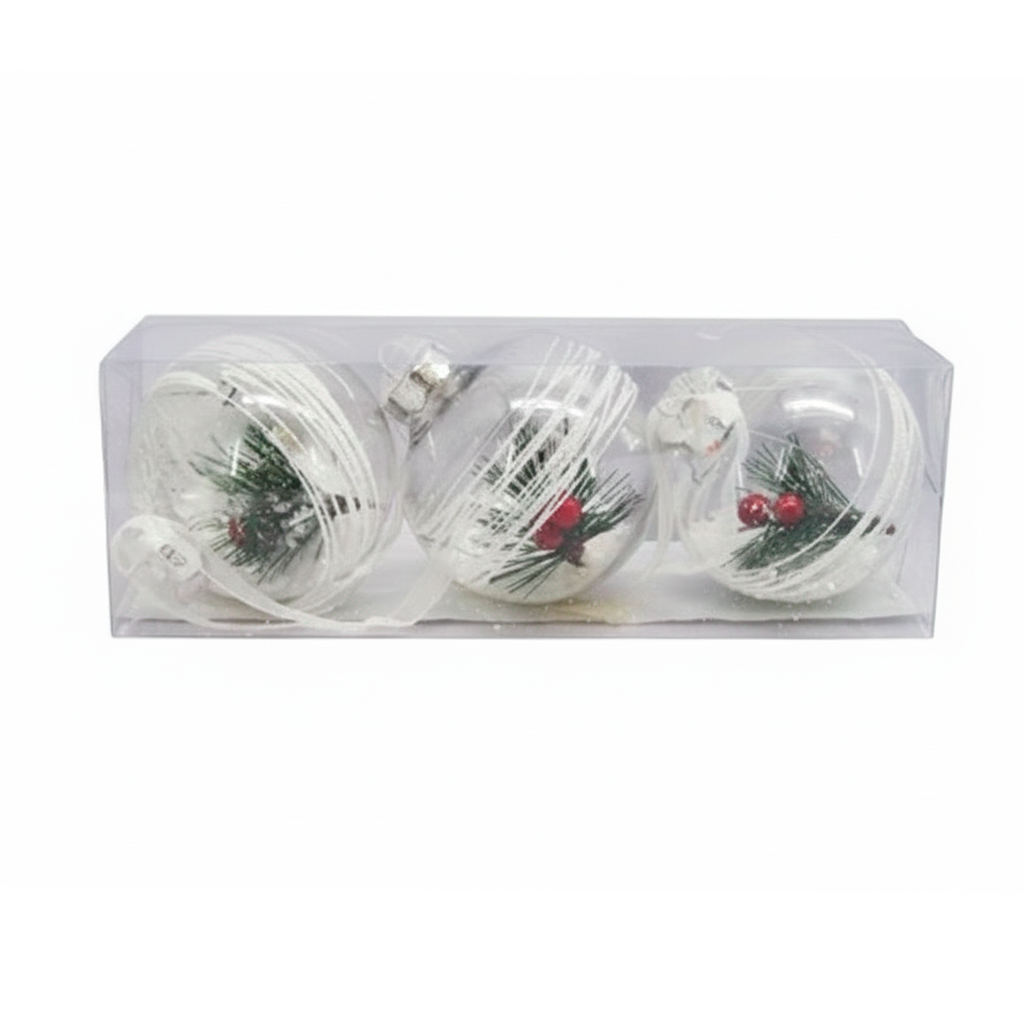 Bola navideña 8cm 3pc 2-lm1704-115 transparente