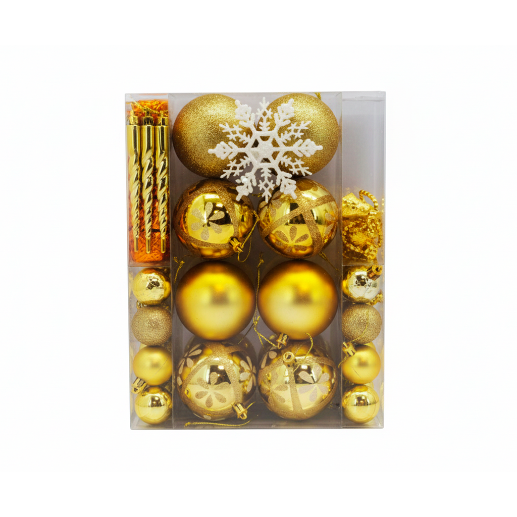 Bola navideña 8cm 45pc syb15-39 dorado brillante escarchado mate