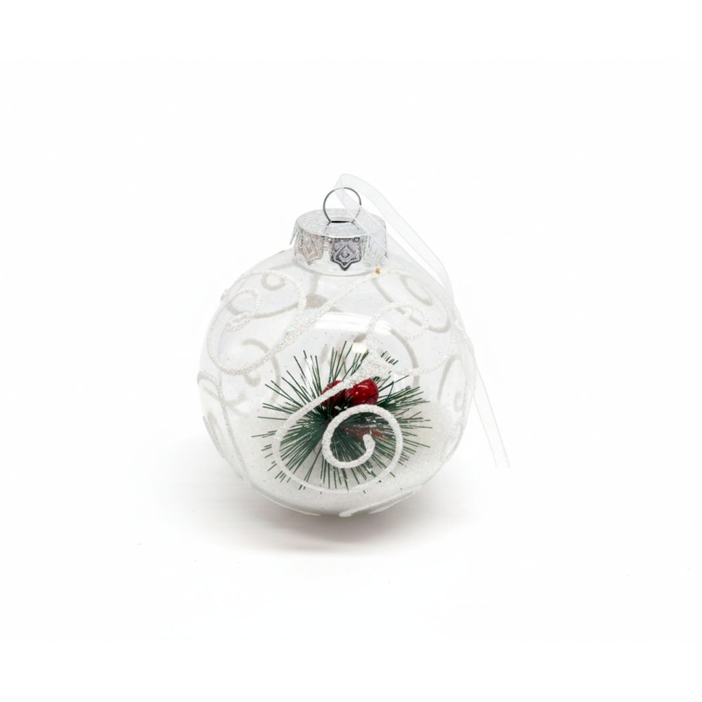 Bola navideña 9cm 2-lm1704-260 transparente decorado