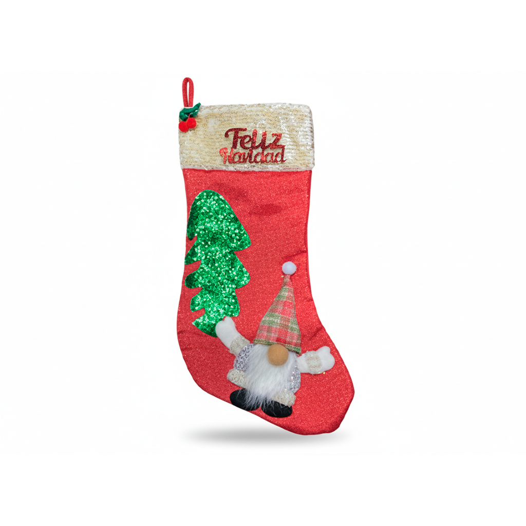 Bota navideña santa 18x40cm varios/diseños  rojo