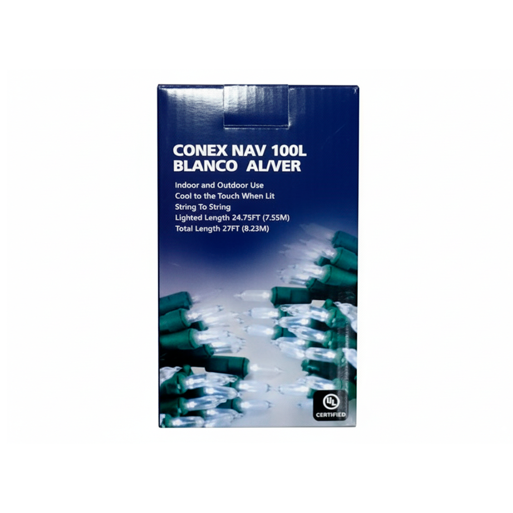 Conexion  navideña 100l blanco cable verde lsh090 ul
