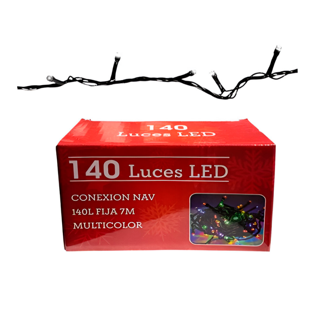 Conexion  navideña 140l fija 7m multifuncional cable verde h092