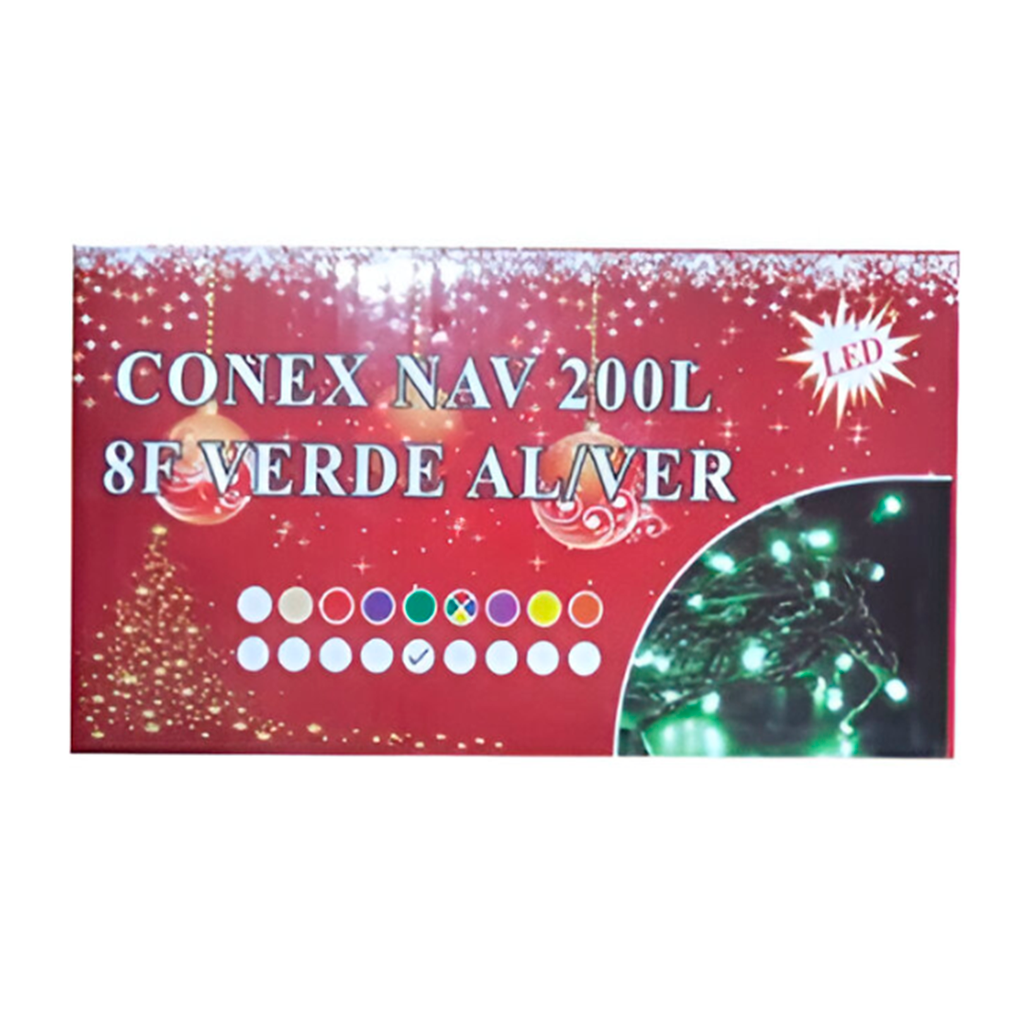 Conexion navideña 200l 8f verde cable verde lsh007