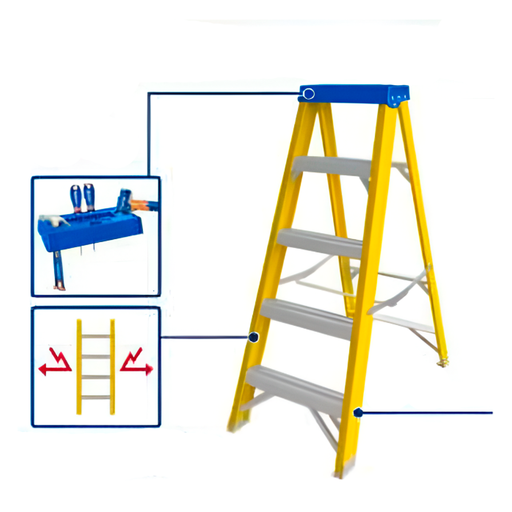 [140219] ESCALERA DE FIBRA DE VIDRIO TIPO A 5' WADFOW WLD0905