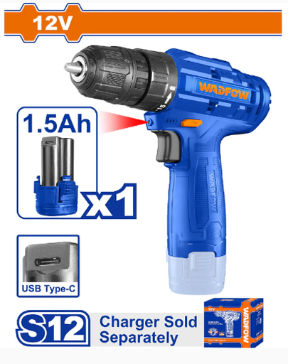 [143113] Taladro Inalambrico 12V S/C 1B Wadfow Wcds510