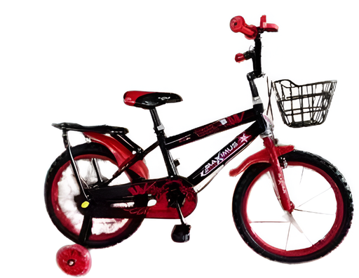 [138149] Bicicleta 16 bmx para niño 1v max con guardafango/canasta  roja/negro armable