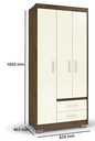 Ropero mdf 3p 2g 185x84x47cm capuchino/blanco hu