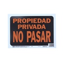 Rótulo plástico "propiedad privada no pasar" 3119
