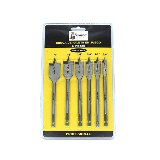 [40707] Broca para madera tipo paleta 6pc 3/8-1" 8/jf6046 v